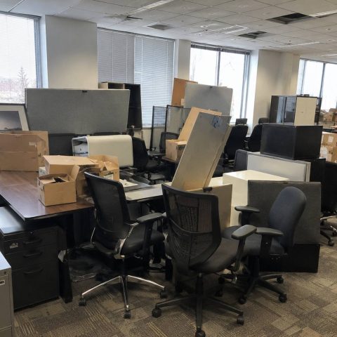 Office and commercial junk removal service in Chicago for furniture, desks, chairs, equipment, and unwanted items.