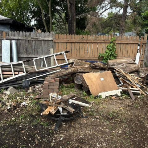 Backyard yard waste and outdoor debris removal in Chicago suburbs
